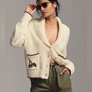 Anthropologie Maeve Cherry Cardigan Sweater